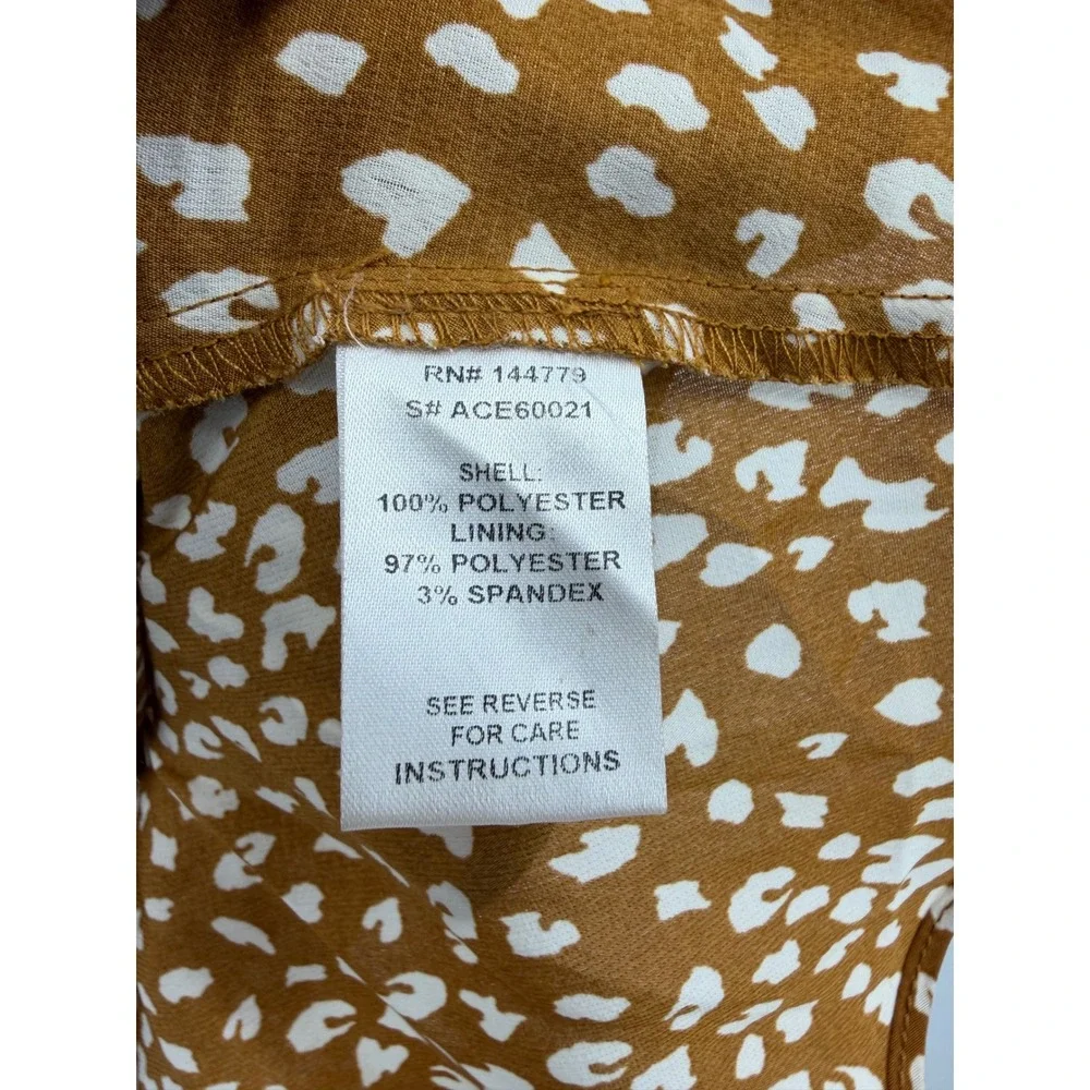 ACOA Smocked Ruffle Mini Skirt Womens Small‎ Brown Animal Print ACE60021